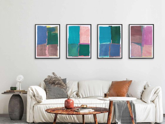 Set of 4 abstract wall art