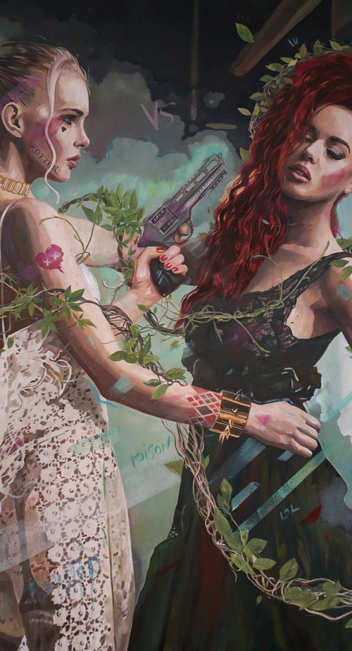 Harley Quinn Vs Poison Ivy by Janusz  Orzechowski