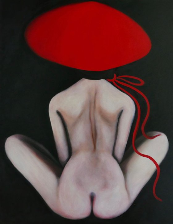 Orchid (nude model in red hat)