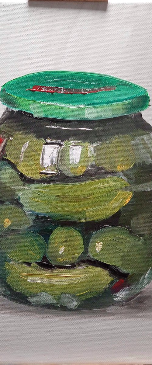 Pickled cucumbers in the glass jar v2 by Dmitry Fedorov