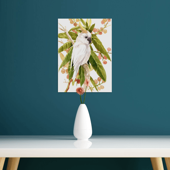 Sulphur-crested Cockatoo, Watercolor Parrot Painting