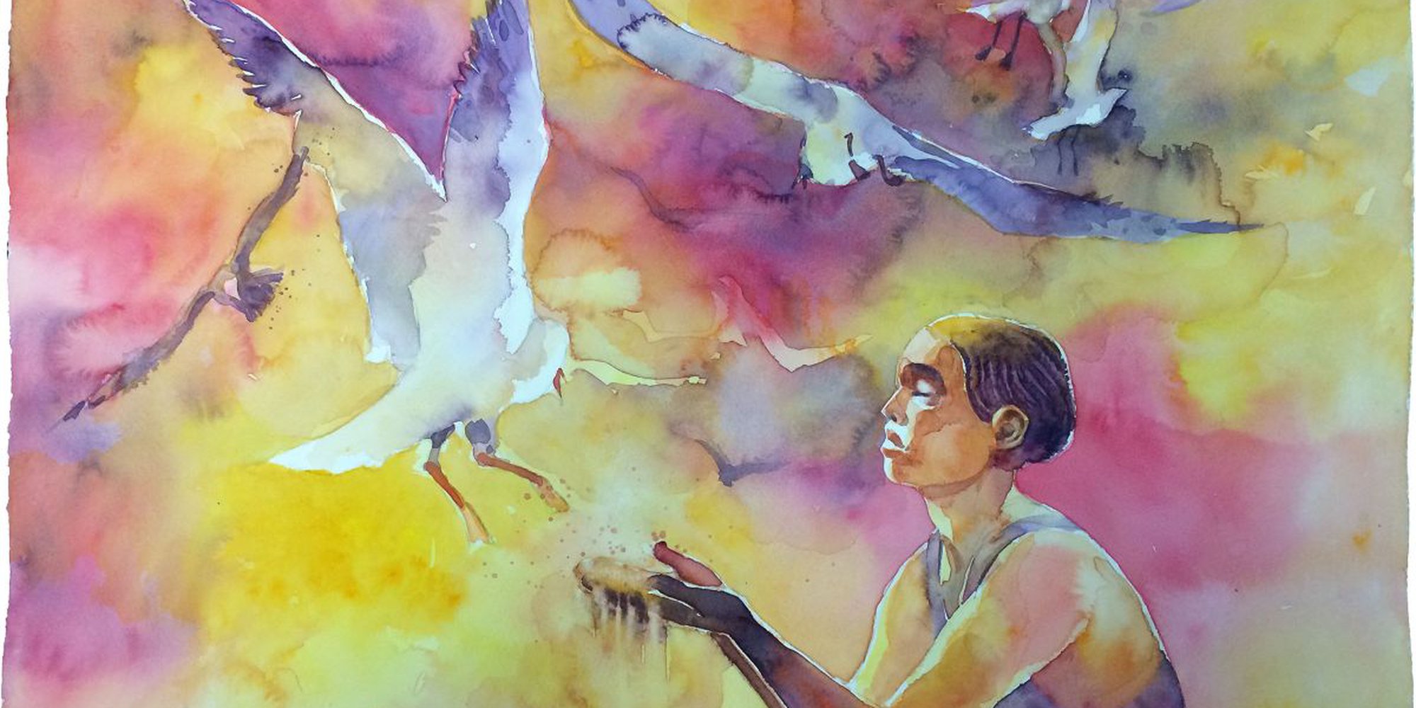 Art of the Day: "Feeding the seagulls, 2015" by Alessandro Andreuccetti