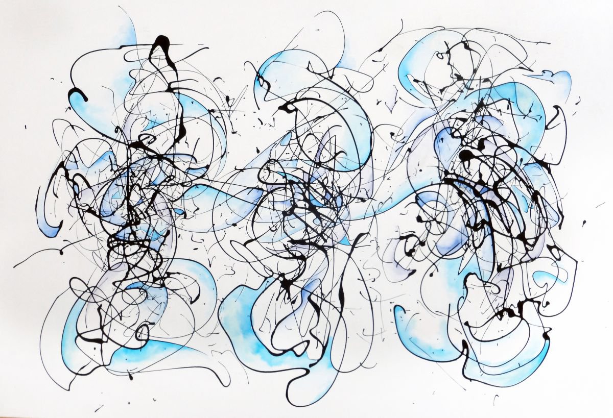 Expressive Abstract Painting By John Sharp, 37 X 26, Cartoon No.6, Original Artwork