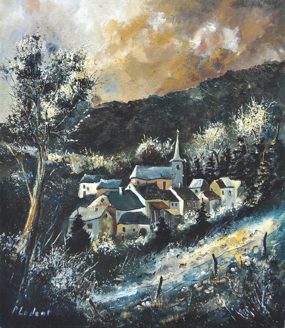 Village nestled in the hills