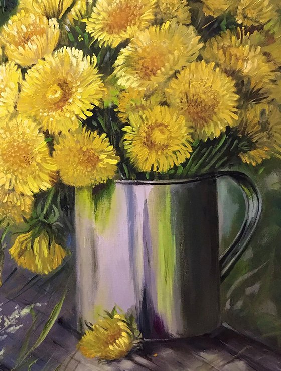 "Dandelions" oil painting on canvas