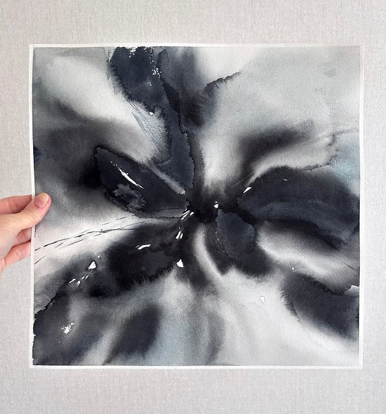 Black abstract flower