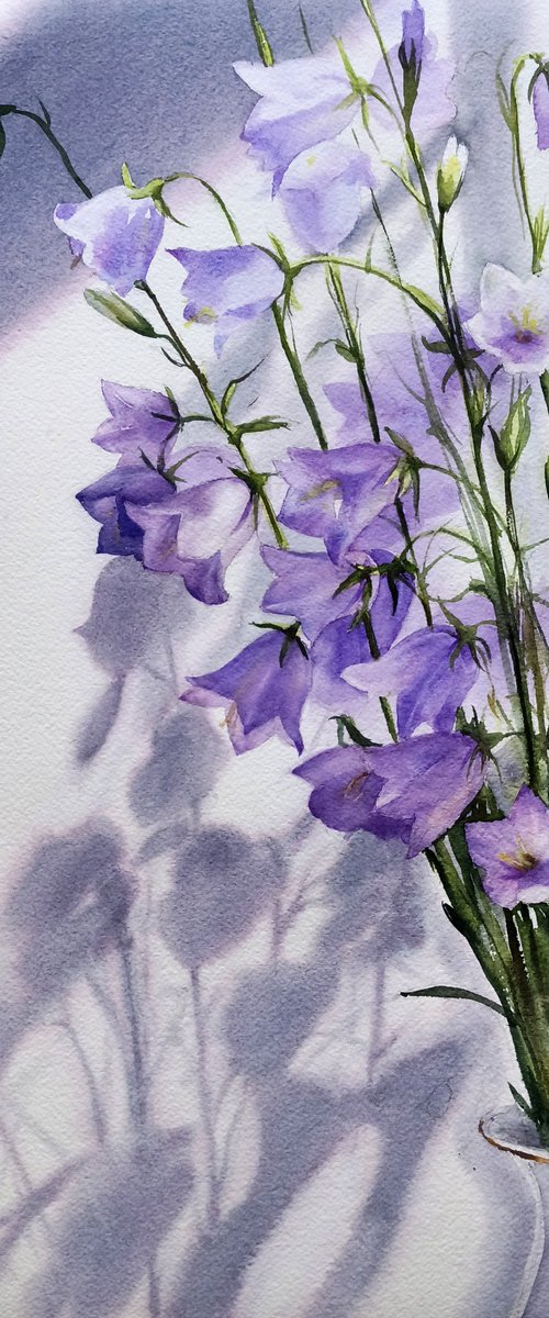 Bouquet of Field Bells and Dancing Shadows by Olga Beliaeva Watercolour