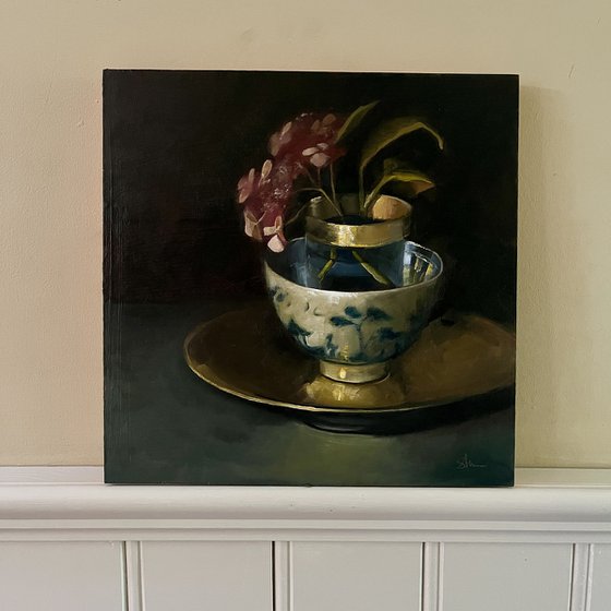 Hydrangea in a china bowl