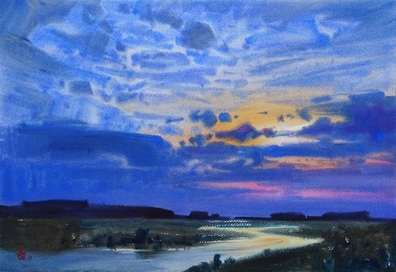 "Sunset over the river"