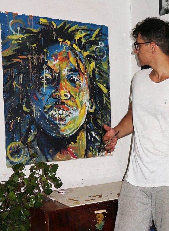 Bob Marley Acrylic on canvas 100x80