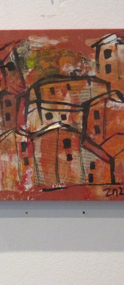 little italy mixedmedia in red by Sonja Zeltner-Müller