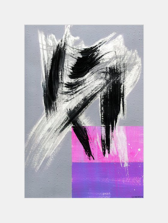 Bright Purple Abstract on Gray
