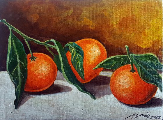 Still Life with three tangerines