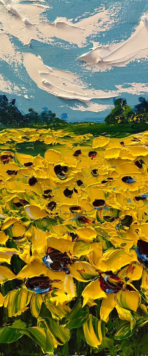 Sunflowers field impasto by Oksana Fedorova