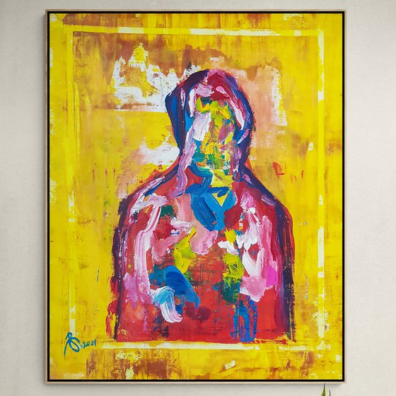 S. N-3 (XXL) - (H)130x(W)106 cm. Contemporary Abstract Expressionist Religious Icon