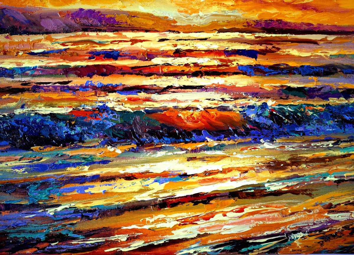 Abstract Landscape Painting By Andrej Ostapchuk, 31 X 24, Prelude Of The Day, Original Artwork