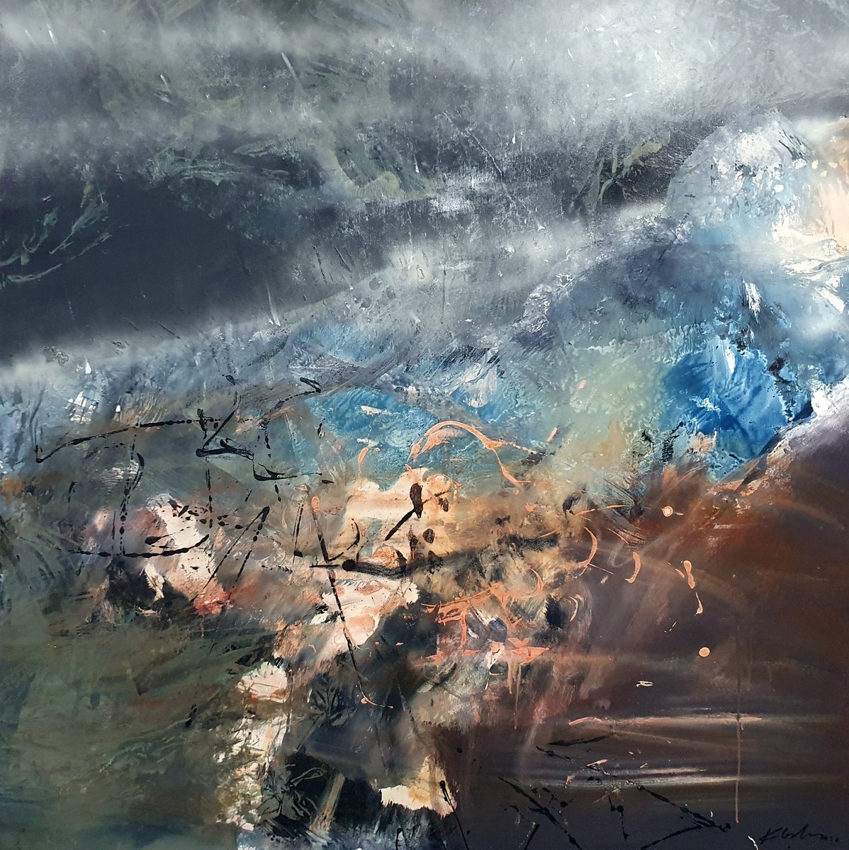 Huge XXL Painting Spiritual Human Condition Escape From Mundane By O KLOSKA, 2020 by Kloska Ovidiu