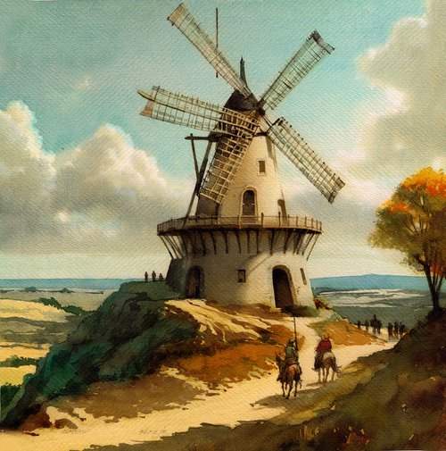 Don Quixote and Windmill by REME Jr.