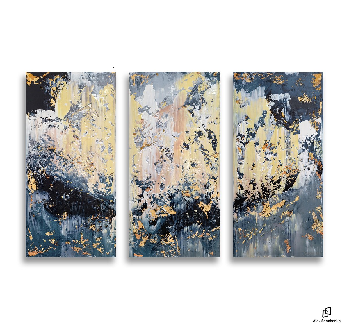 150x100cm. / Abstract triptych / Abstract 22144 by Alex Senchenko