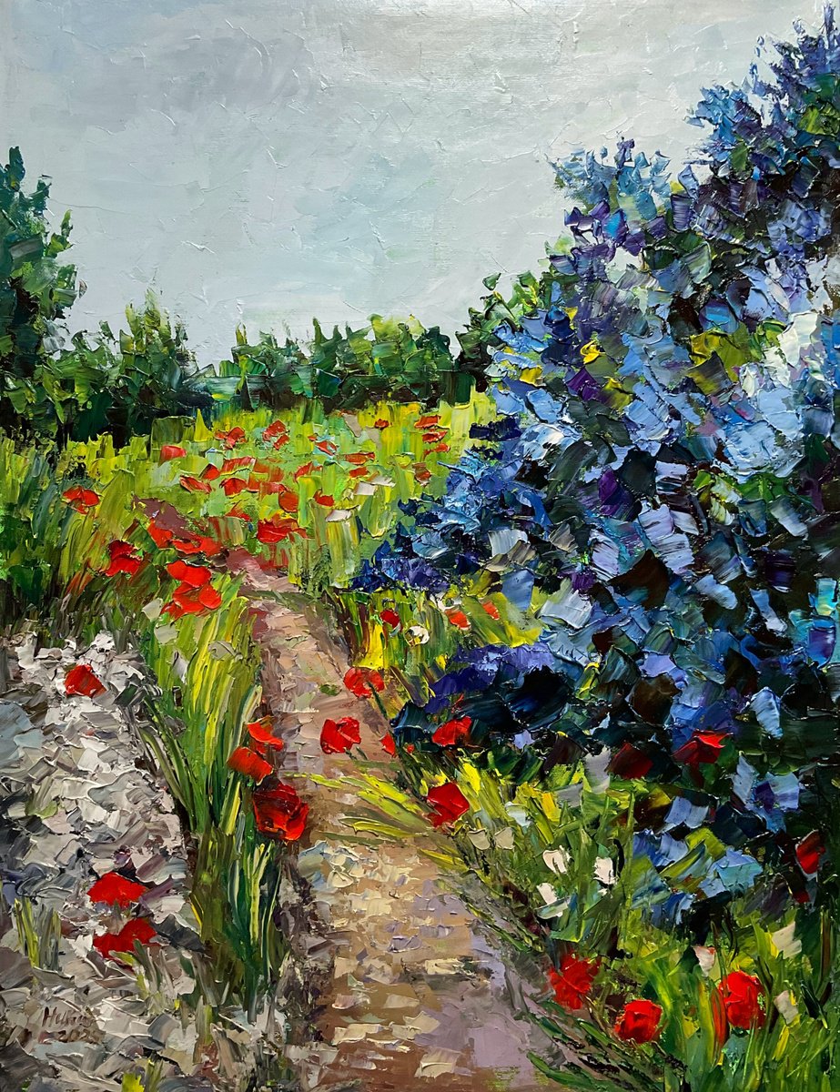 Lilac Valley With Popies 1 By Mariia Hyhar, 20 X 26, Artwork For Sale On Artfinder