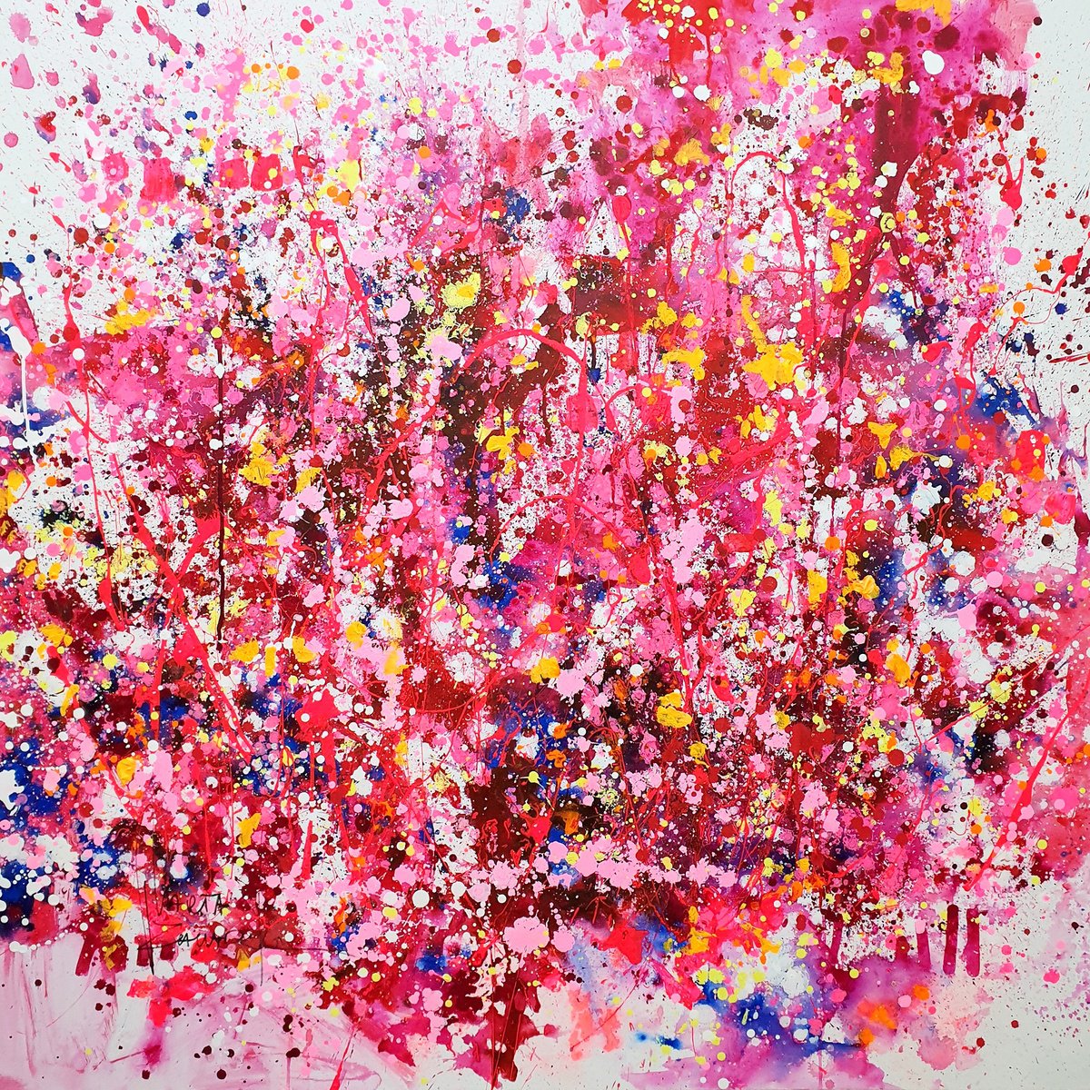 Abstract Acrylic Painting By Marta Zawadzka, 51 X 51", Pink Soul, Original Artwork