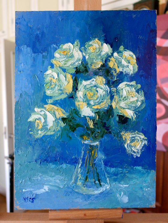 White Roses in Vase