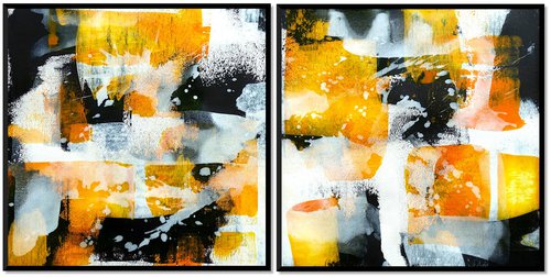 Abstract No. 10120 black & white  - set of 2 by Anita Kaufmann