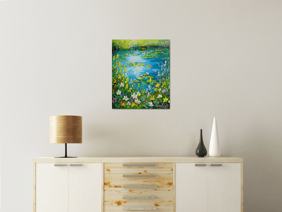 Pond by the Blooming Bank,