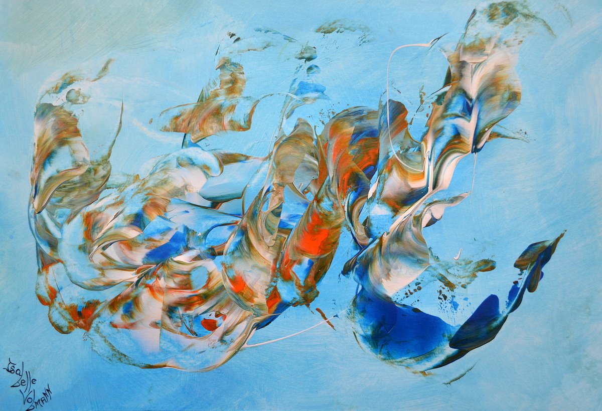 Abstract Acrylic Painting By Isabelle Vobmann, 17 X 12, Paper Dream 11, Original Artwork