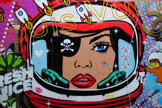 Red Cadet Romance 120cm x 150cm Space Cadet Textured Urban Pop Art