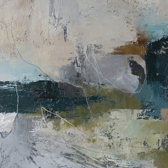 "Fall 4" Blue gray green abstract art