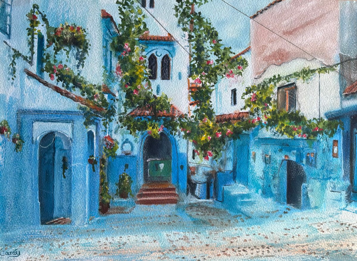 Photorealistic Watercolour , Blue City By Darren Carey, 15 X 11, Artwork For Sale On Artfinder