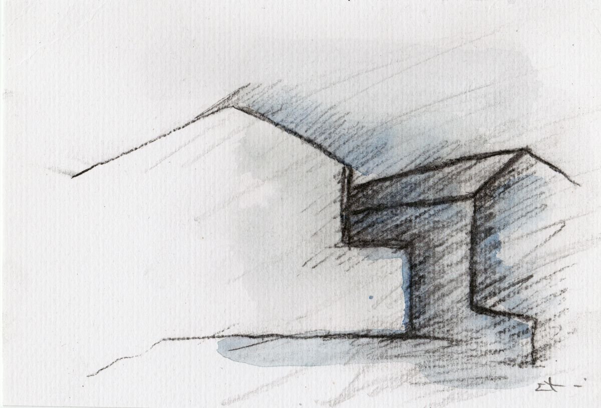 Cityscapes Drawing By Lionel Le Jeune, 8 X 6", Architecture In Italy, Original Artwork