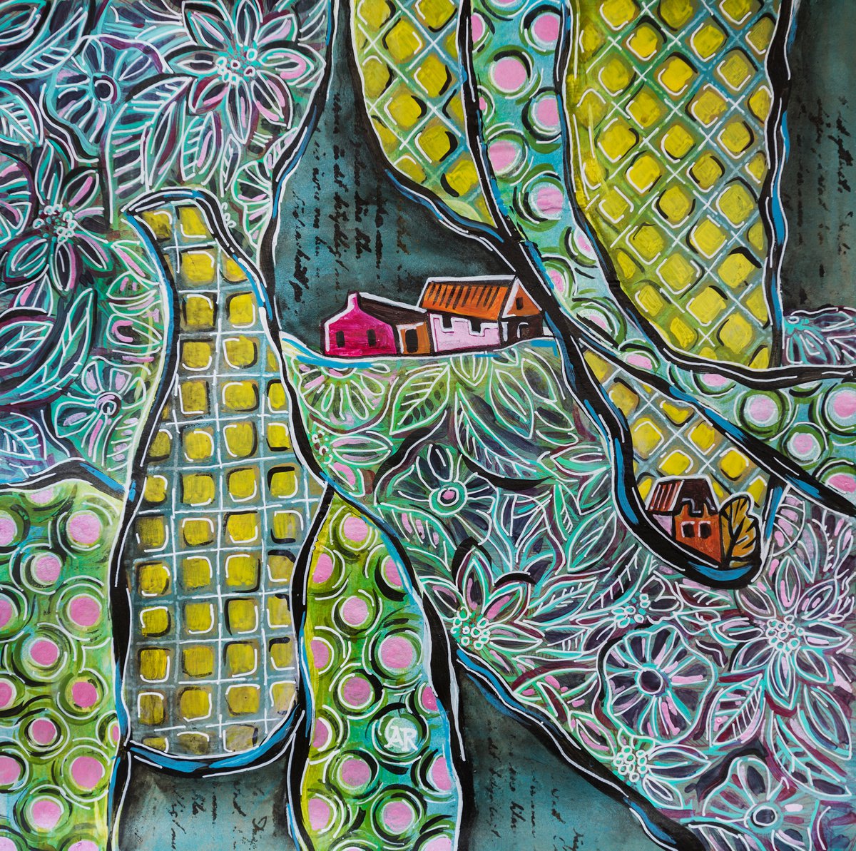 Landscape Painting By Ariadna De Raadt, 16 X 16, Art Land 10, Original Artwork