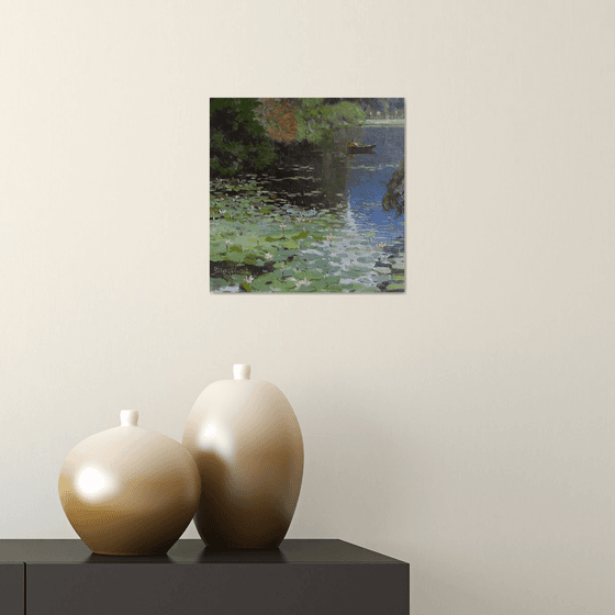 Lotus blooming in a lake