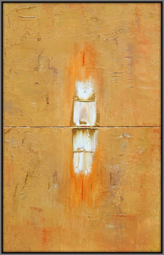 Primitive Two Panel Gold White Orange Marks