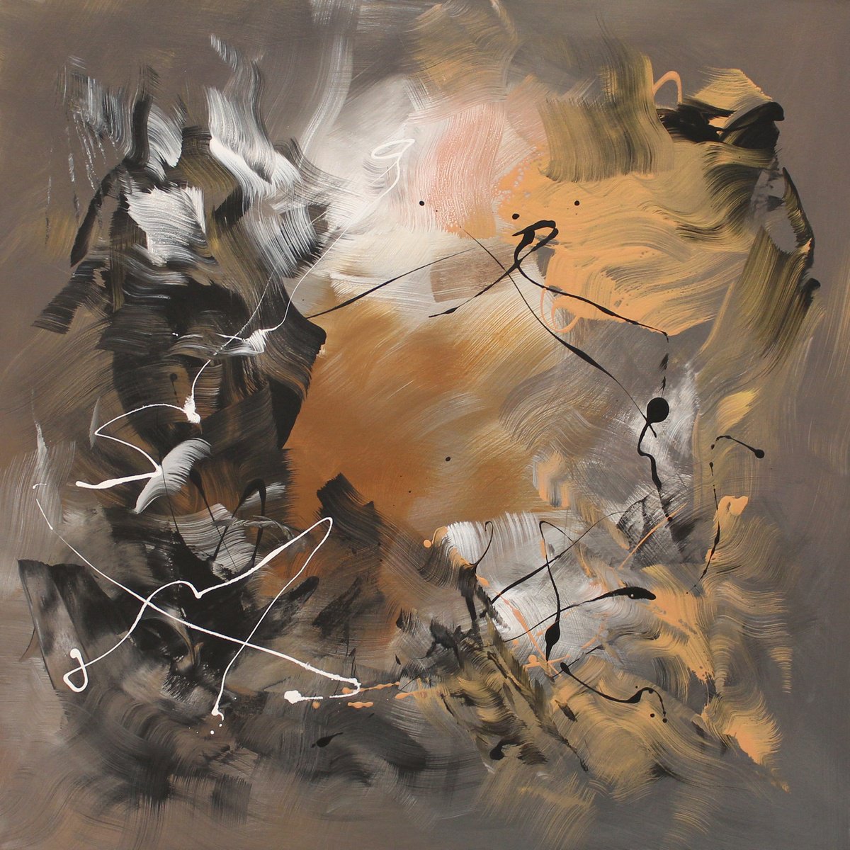 Expressive Abstract Acrylic Painting By Paresh Nrshinga Frsa, 40 X 40", Eclipse, Original Artwork