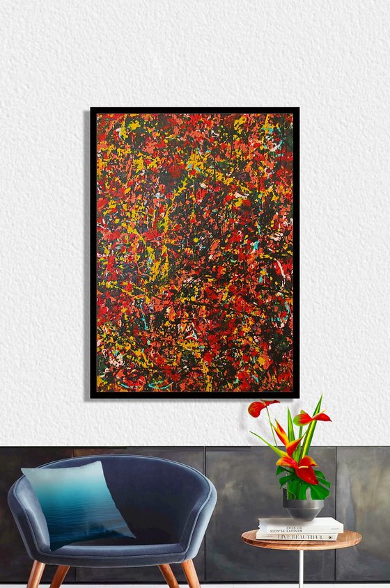 AUTUMN, Pollock style, framed