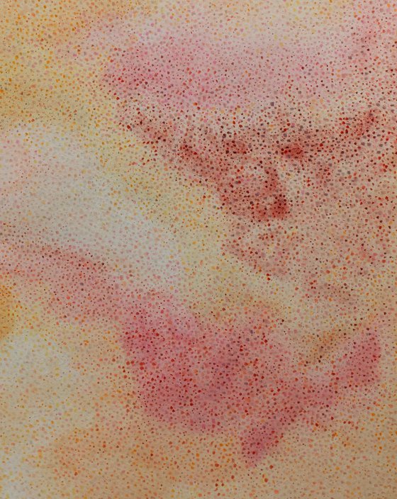 Warm palette abstract watercolor and colored pencils artwork made in unique style