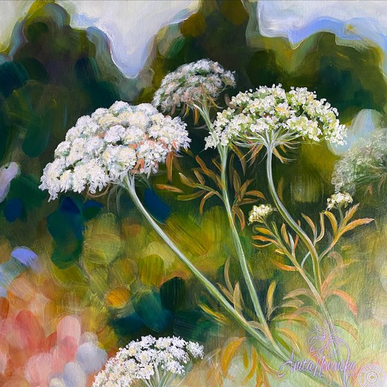 'Growth'- Wild garden painting with Achillea & cow parsley