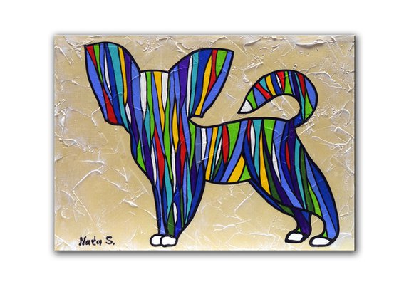Chihuahua Dog - Original Abstract Rainbow Dog Painting