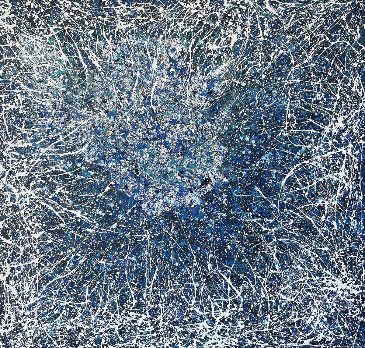 Abstract Acrylic Painting By Juan Jose Garay, 79 X 75", Open Until Dawn, Original Artwork