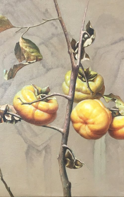 Still life:Persimmons on the branches by Kunlong Wang
