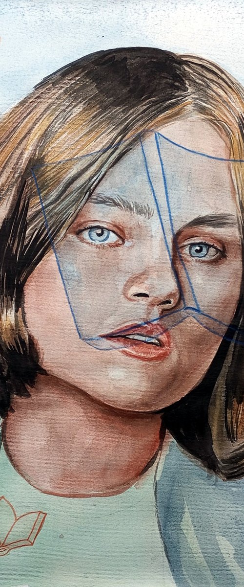 Reader with blue eyes by paolo beneforti