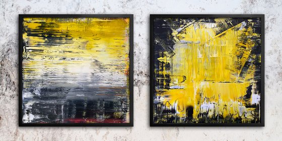 "You Want Some Of This?" - FREE USA SHIPPING - Original PMS Abstract Diptych Acrylic Paintings On Plexiglass Framed - 52" x 26"