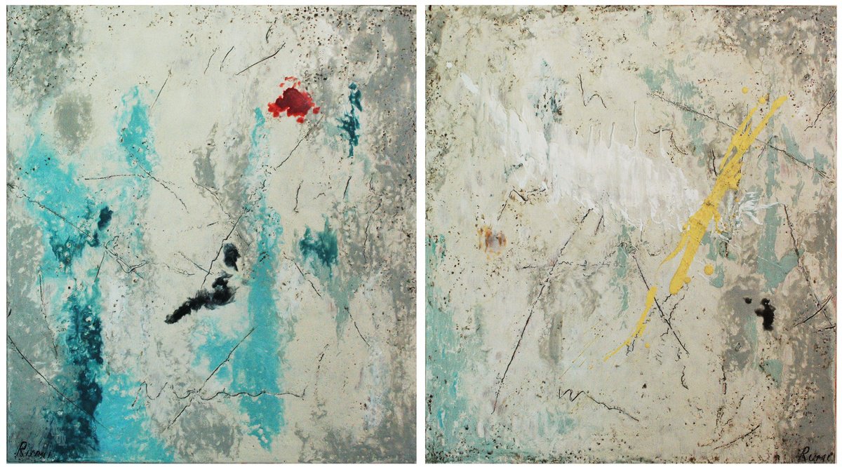 Abstract Oil Painting By Rumen Spasov, 41 X 23", "Feeling Of Infinity", Original Artwork