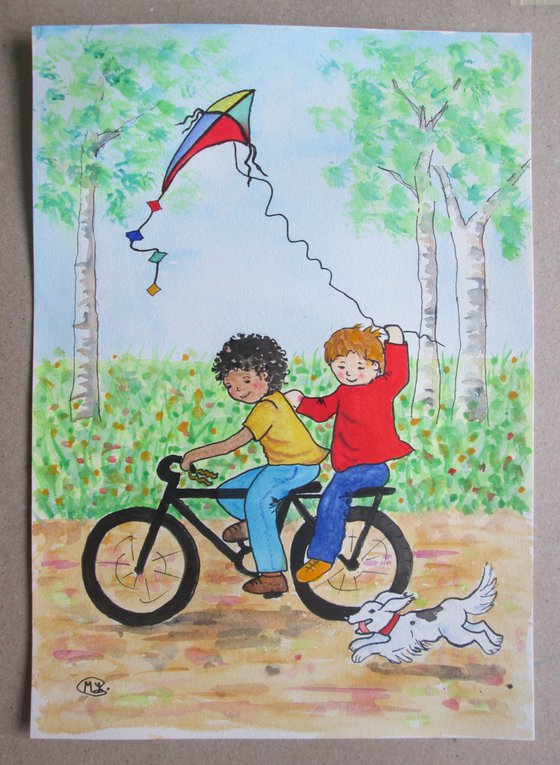 Boys, Bike and Kite