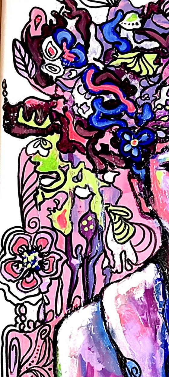 "Colorfully Beauty" original acrylic painting,40x80x2 cm, ready to hang