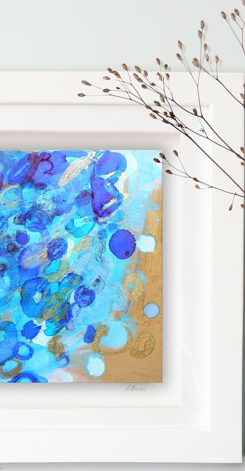 Framed original abstract - Forever blue (ready to hang) by Carolynne Coulson