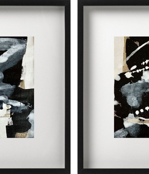 Abstraction No. 2121 black & white - set of 2 by Anita Kaufmann